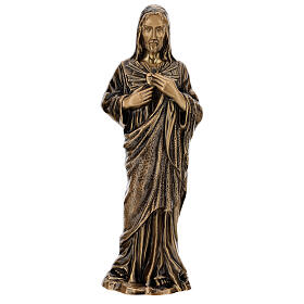 Imagem devocional Sagrado Coração Jesus bronze 60 cm para EXTERIOR