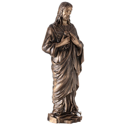 Estatua Corazón divino de Jesús bronce 80 cm para EXTERIOR 5