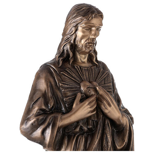 Estatua Corazón divino de Jesús bronce 80 cm para EXTERIOR 6