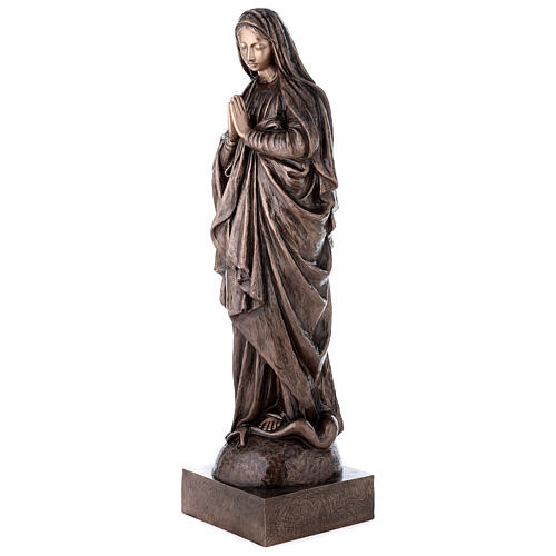 Devotional statue of the Virgin Mary in bronze 100 cm for EXTERNAL USE 3