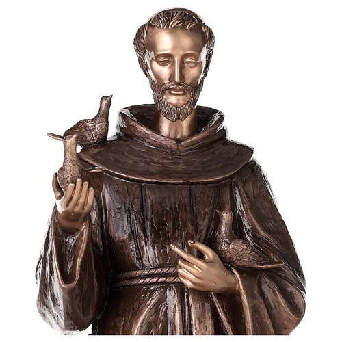 Bronzestatue, Heiliger Franziskus von Assisi, 110 cm, für den AUßENBEREICH 4