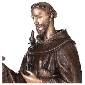 Statue of St Francis of Assisi in bronze 110 cm for EXTERNAL USE