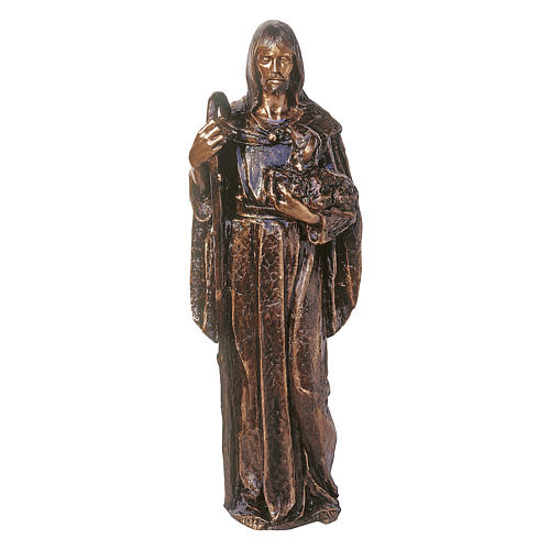 Statue Jésus Bon Pasteur bronze 130 cm POUR EXTÉRIEUR 1