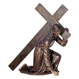 Bronzestatue, Christus das Kreuz tragend, 140 cm, für den AUßENBEREICH