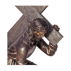 Bronzestatue, Christus das Kreuz tragend, 140 cm, für den AUßENBEREICH