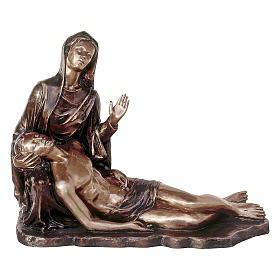Statua funeraria Pietà in bronzo 55 cm per ESTERNO