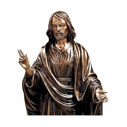 Estatua Cristo Salvador bronce 60 cm para EXTERIOR 2