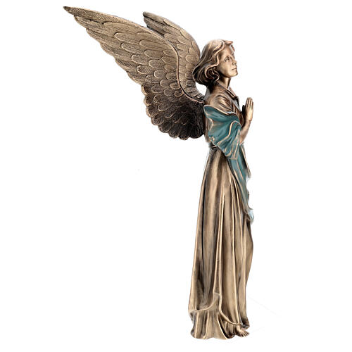 Statue of Guardian Angel in bronze 65 cm with green cloth for EXTERNAL USE 7