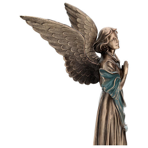Statue of Guardian Angel in bronze 65 cm with green cloth for EXTERNAL USE 10