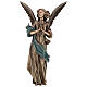 Statue of Guardian Angel in bronze 65 cm with green cloth for EXTERNAL USE s1