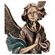 Statue of Guardian Angel in bronze 65 cm with green cloth for EXTERNAL USE s2