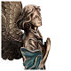 Statue of Guardian Angel in bronze 65 cm with green cloth for EXTERNAL USE s9