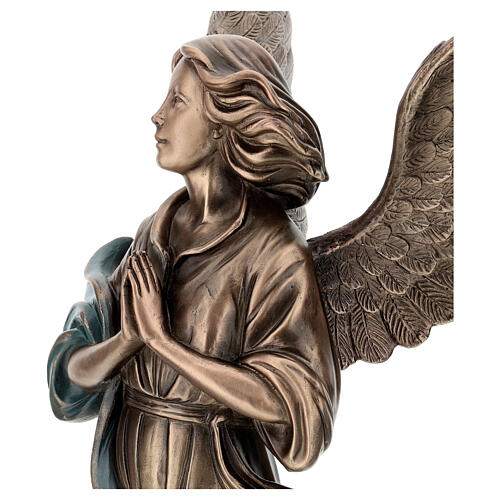 Estatua Ángel de la Guarda de bronce 65 cm verde para EXTERIOR 6