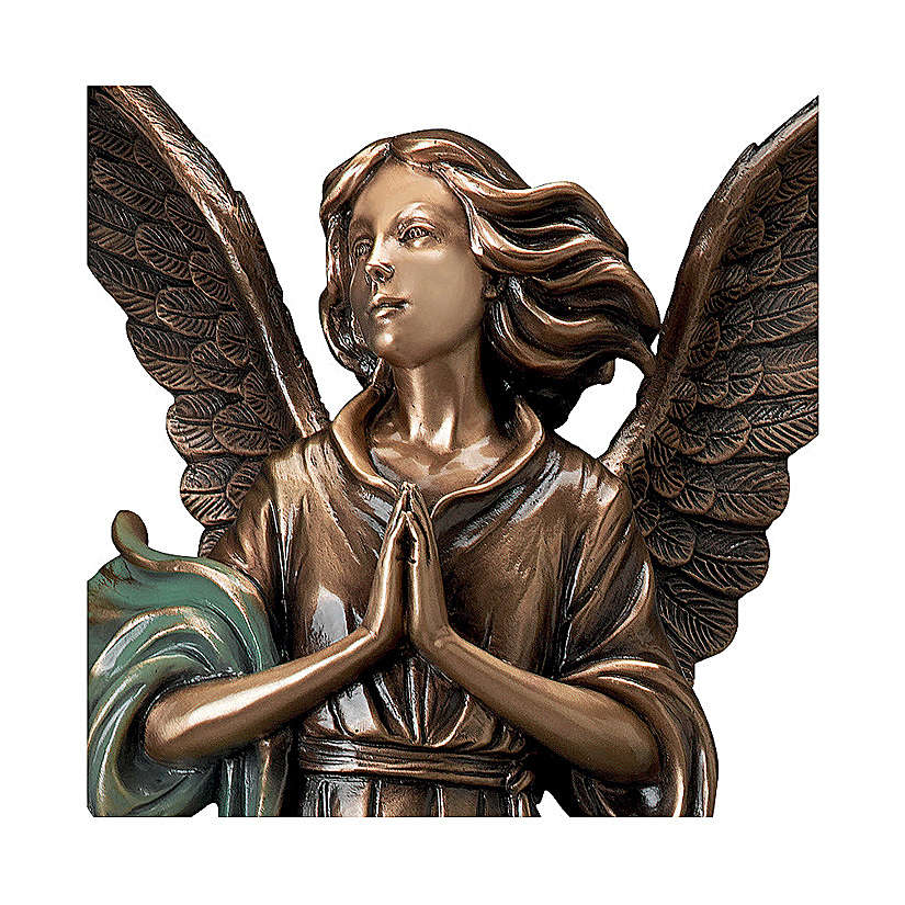 TERESA'S COLLECTIONS Statue da Giardino Statue di Fata Statua di Angelo with Solare Illuminazione Palline di Vetro in Bronzo Polystein Figure da Giardino Figure Solari 19cm 