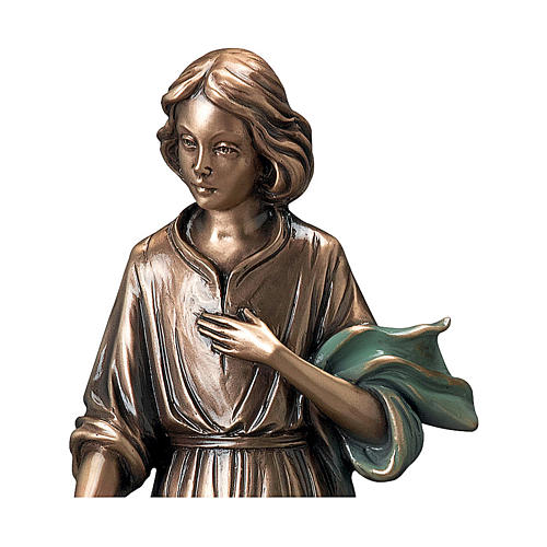 Bronzestatue, Junge Frau mit grünem Tuch Blumen streuend, 40 cm, für den AUßENBEREICH 2