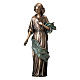 Bronze Statue Young Woman With Flowers in Hand with Green Scarf 40 cm for OUTDOORS s1