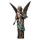 Statue of Angel scattering flowers in bronze 45 cm with green cloth for EXTERNAL USE s1
