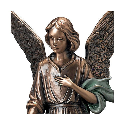 Estatua Ángel con flores bronce 45 cm verde para EXTERIOR 2