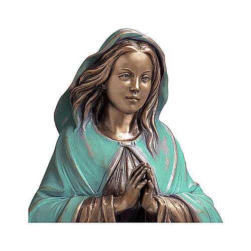 Statue of the Immaculate Virgin in bronze 65 cm with green cloth for EXTERNAL USE 2