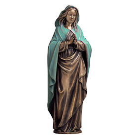 Statue Immaculée Conception bronze 65 cm cape verte POUR EXTÉRIEUR