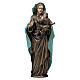 Statue of Virgin Mary with Baby Jesus in bronze 65 cm with green cloth for EXTERNAL USE s1