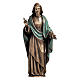 Statue of Christ the Saviour in bronze 60 cm with green cloth for EXTERNAL USE s1
