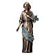 Statue of youth scattering flowers in bronze 40 cm with light blue cloth for EXTERNAL USE s1