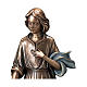 Statue of youth scattering flowers in bronze 40 cm with light blue cloth for EXTERNAL USE s2