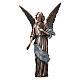 Young Angel Bronze Statue with Blue Scarf with Flowers 45 cm for OUTDOORS s1