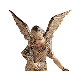 Statue sacre in metallo: Statua angelo getta fiori in bronzo 55 cm per ESTERNO
