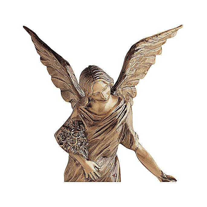 Winged Angel Bronze Statue Spreading Flowers on Ground 55 cm | online ...