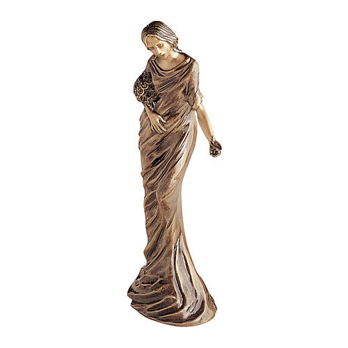 Estatua de bronce Mujer con flores 50 cm para EXTERIOR 1
