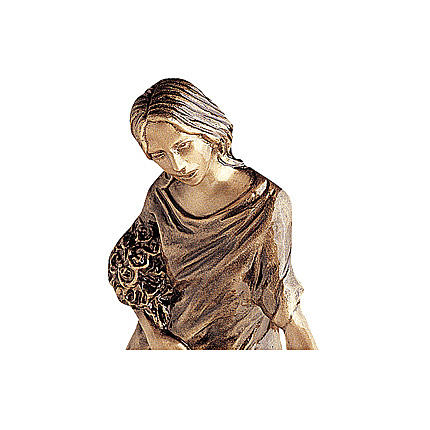 Estatua de bronce Mujer con flores 50 cm para EXTERIOR 2
