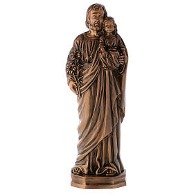 Bronzestatue, Heiliger Josef mit dem Jesuskind, 65 cm, für den AUßENBEREICH