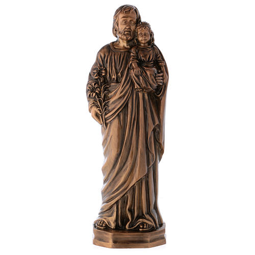 Bronzestatue, Heiliger Josef mit dem Jesuskind, 65 cm, für den AUßENBEREICH 1