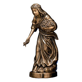 Bronzestatue Junge Frau Blumen streuend 45 cm Höhe für den AUßENBEREICH