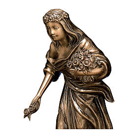 Bronzestatue, Junge Frau Blumen streuend, 45 cm, für den AUßENBEREICH