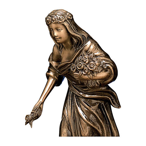 Bronzestatue, Junge Frau Blumen streuend, 45 cm, für den AUßENBEREICH 2