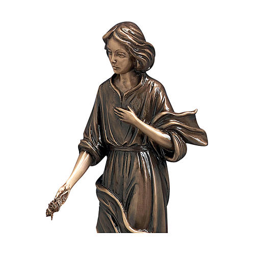 Estatua joven con flores de bronce 40 cm para EXTERIOR 2