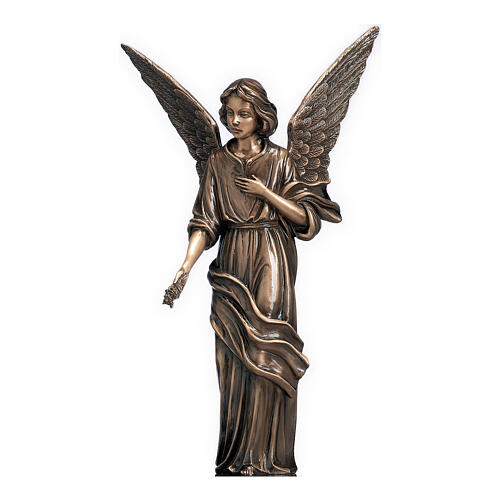 Engel, blumenstreuend – Bronzestatue, 46 cm, für den Außenbereich 1