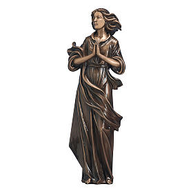Estatua mujer manos juntas de bronce 60 cm para EXTERIOR