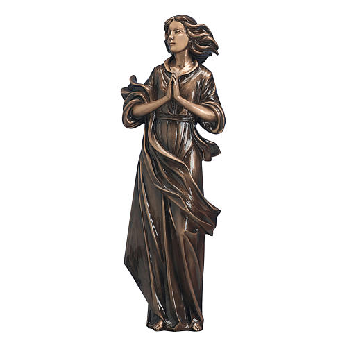 Estatua mujer manos juntas de bronce 60 cm para EXTERIOR 1