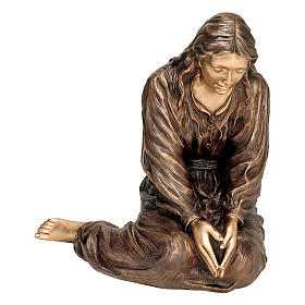 Estátua mulher em luto bronze 75 cm para EXTERIOR