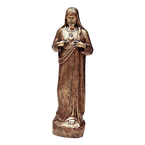 Estatua broncea Sagrado Corazón de Jesús 80 cm para EXTERIOR 1