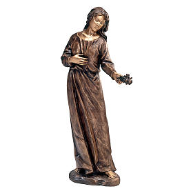 Estatua broncea joven con flores 110 cm para EXTERIOR