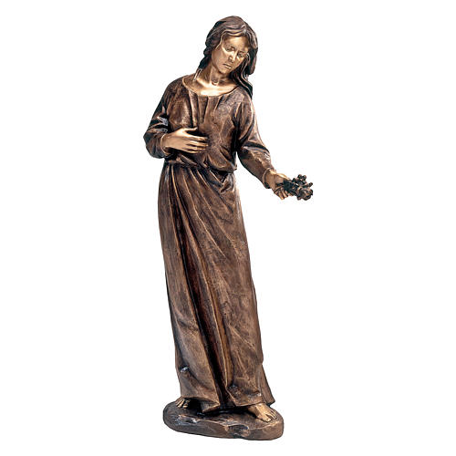 Estatua broncea joven con flores 110 cm para EXTERIOR 1