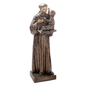 Bronzestatue Heiliger Antonius von Padua mit Kind 120 cm Höhe für den AUßENBEREICH