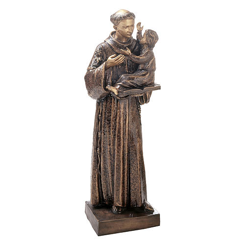 Bronzestatue, Heiliger Antonius von Padua mit Kind, 120 cm, für den AUßENBEREICH 1