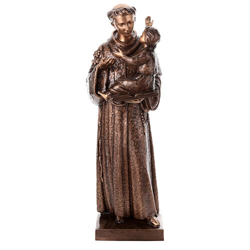 Bronzestatue, Heiliger Antonius von Padua mit Kind, 120 cm, für den AUßENBEREICH 1