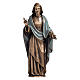 Estatua Cristo Salvador bronce 60 cm capa azul para EXTERIOR s1